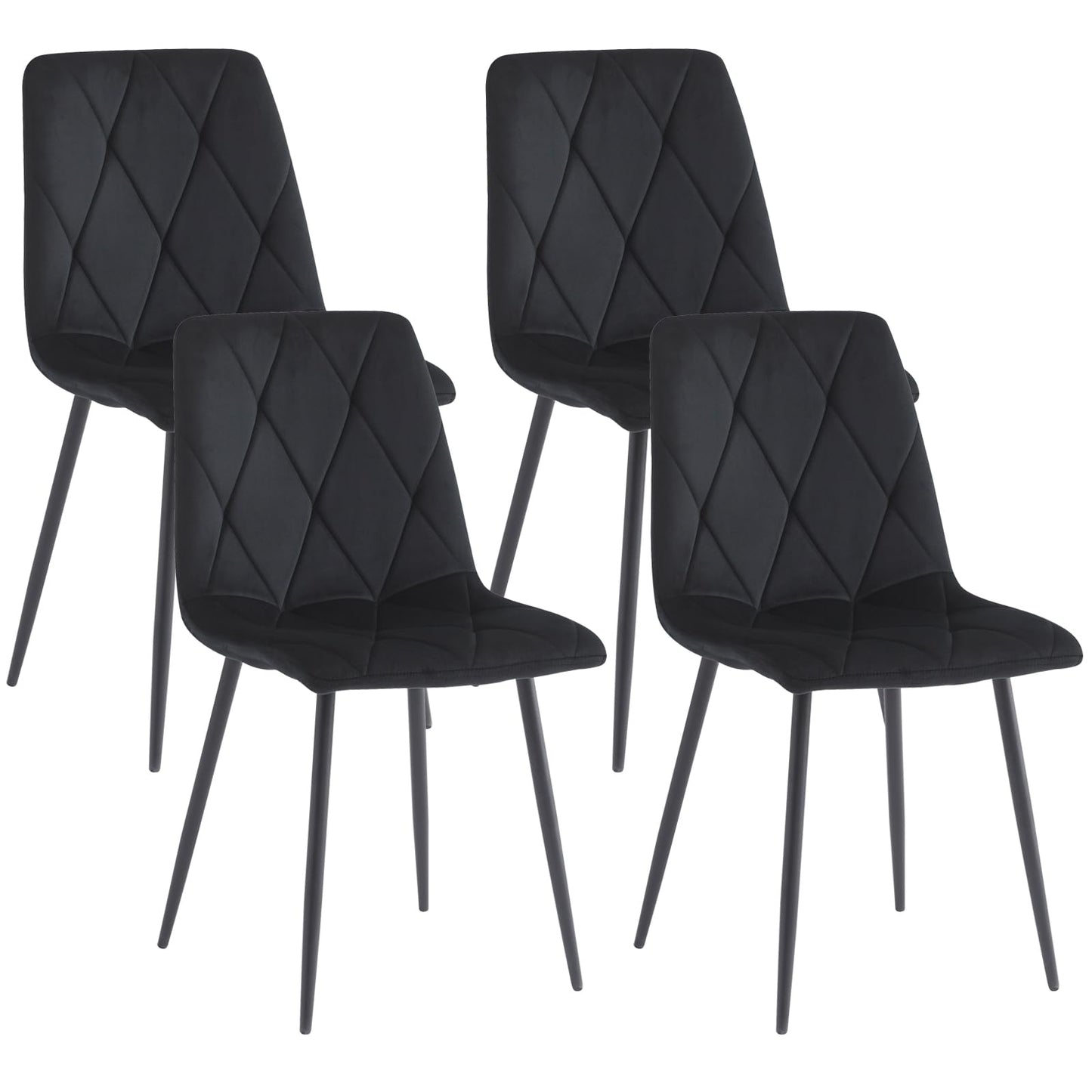 Artist Hand Set of 4 Dining Chairs for Dining Room Living Room, Velvet Fabric Kitchen Chairs Set with Upholstered Seat Backrest Solid Metal Legs