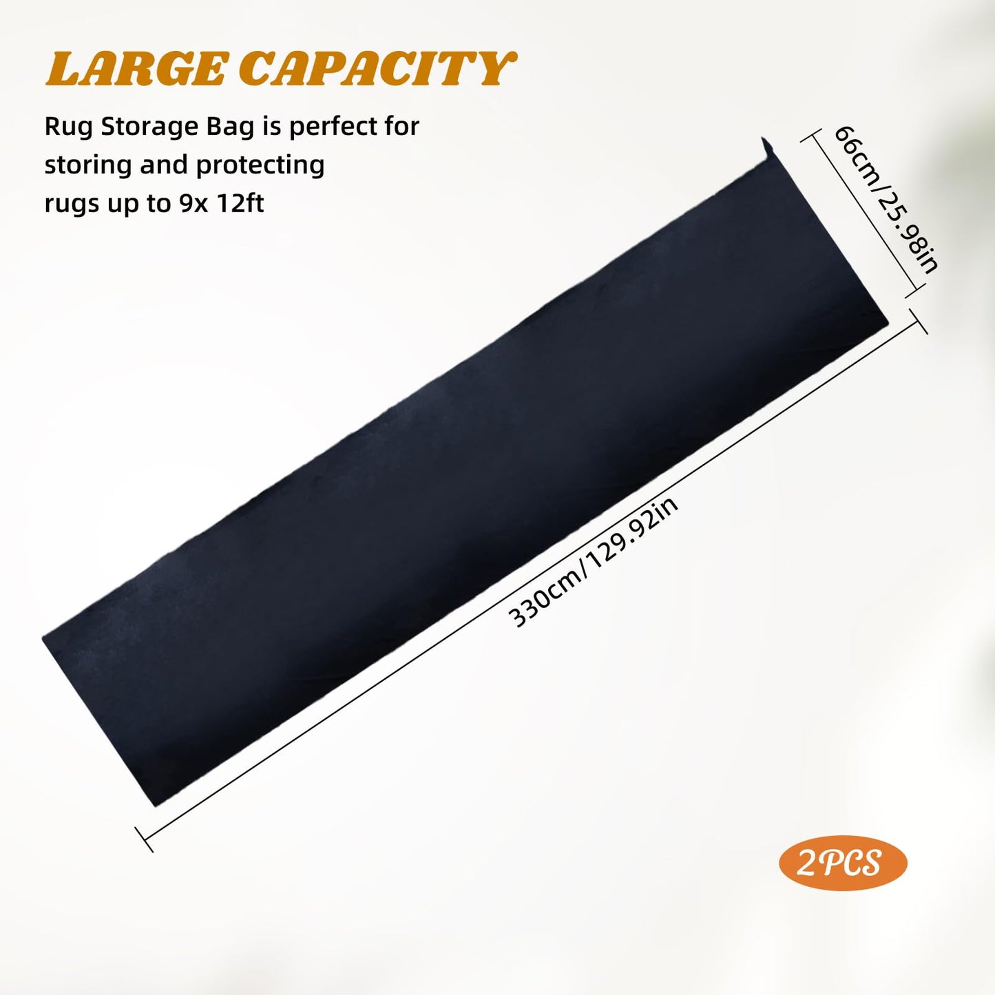 letsinstyle 2 Pcs 26 x 130 Inch Jumbo Rug Storage Bags, Large Carpet Moving Bag Oxford Cloth Rolled Rugs Packing Pouches