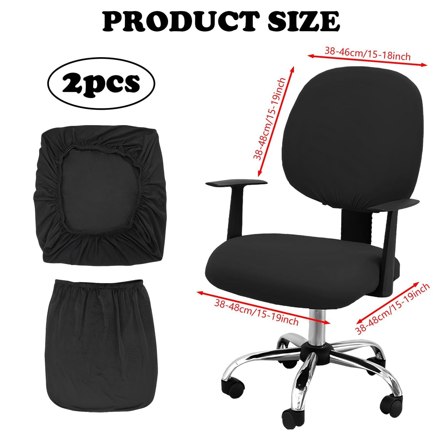 Wvbzf 2Pcs Office Chair Cover, Removable Washable Desk Chair Cover, Stretch Chair Sea Cushion Protector Computer Chair Cover