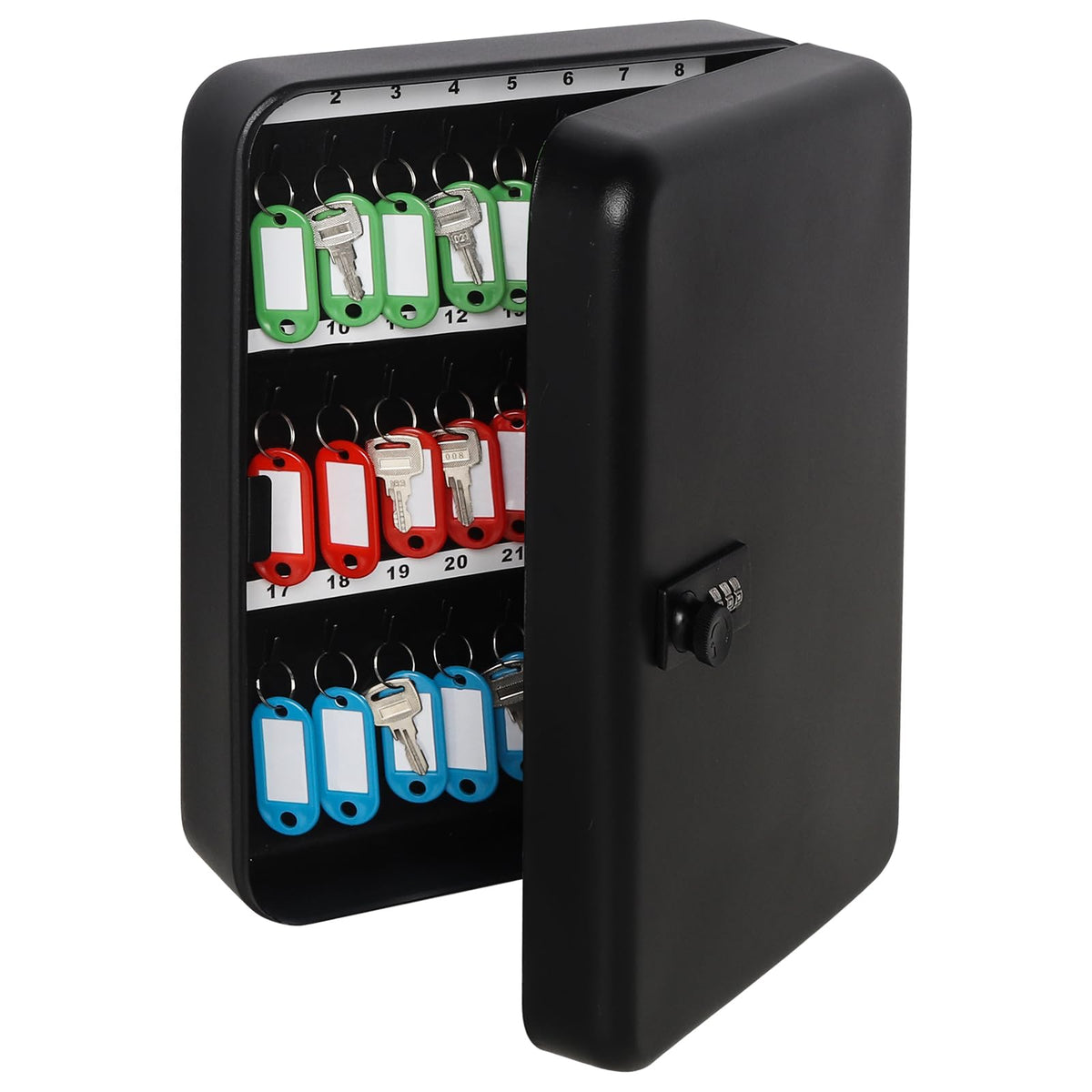 Parrency Combination Lock Key Box with 48 Hooks, Large Wall Mount Combination Lock Cabinet, 11 4/5" x 9 1/5" x 3" Key Tags Included