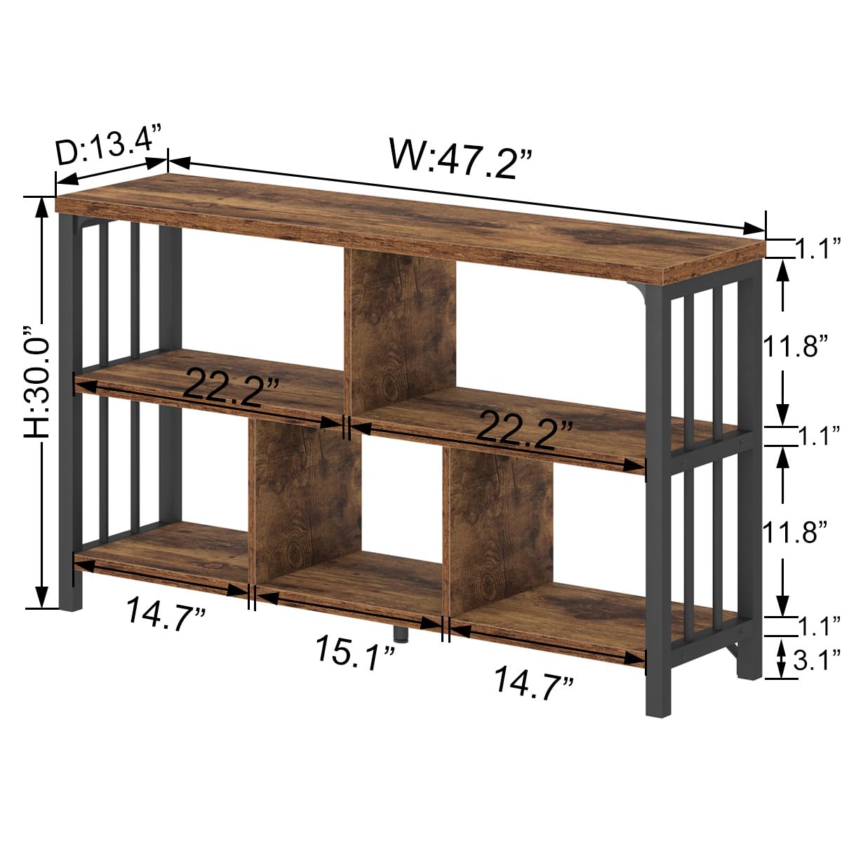 IBF 5 Cube Storage Organizer Bookshelf Low Bookcase 120cm Rustic Brown