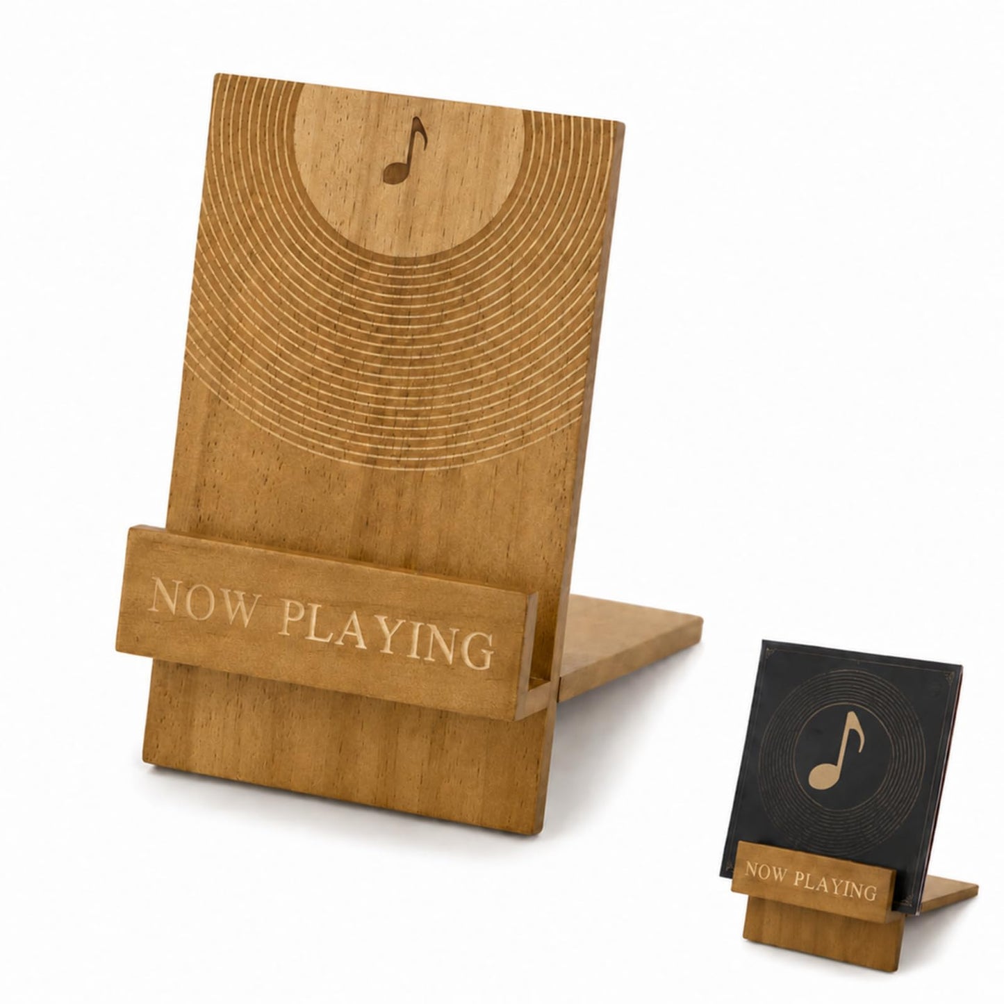 PAXQNVTR Now Playing Vinyl Stand, Wooden LP Record Display Holder for Turntable Setup, Brown Album Cover Stand for Vinyl Lovers