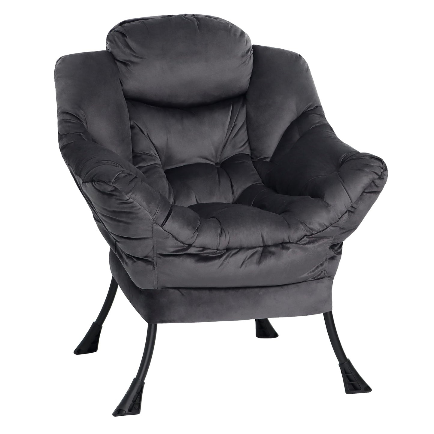 Mordchil EU Comfy Chair for Adults,Armchair for Living Room,Velvet Reading Chairs for Bedroom, Accent Chairs for Dorm with Steel Frame,Dark Grey
