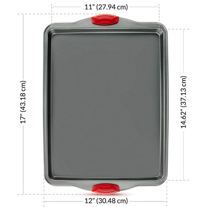 Premium Nonstick Baking Sheet Pans ? Set of 3, Heavy-Gauge Carbon Steel, Warp, Dent, and Rust-Resistant ? Gourmet Rimmed Half Cookie Sheet Trays,
