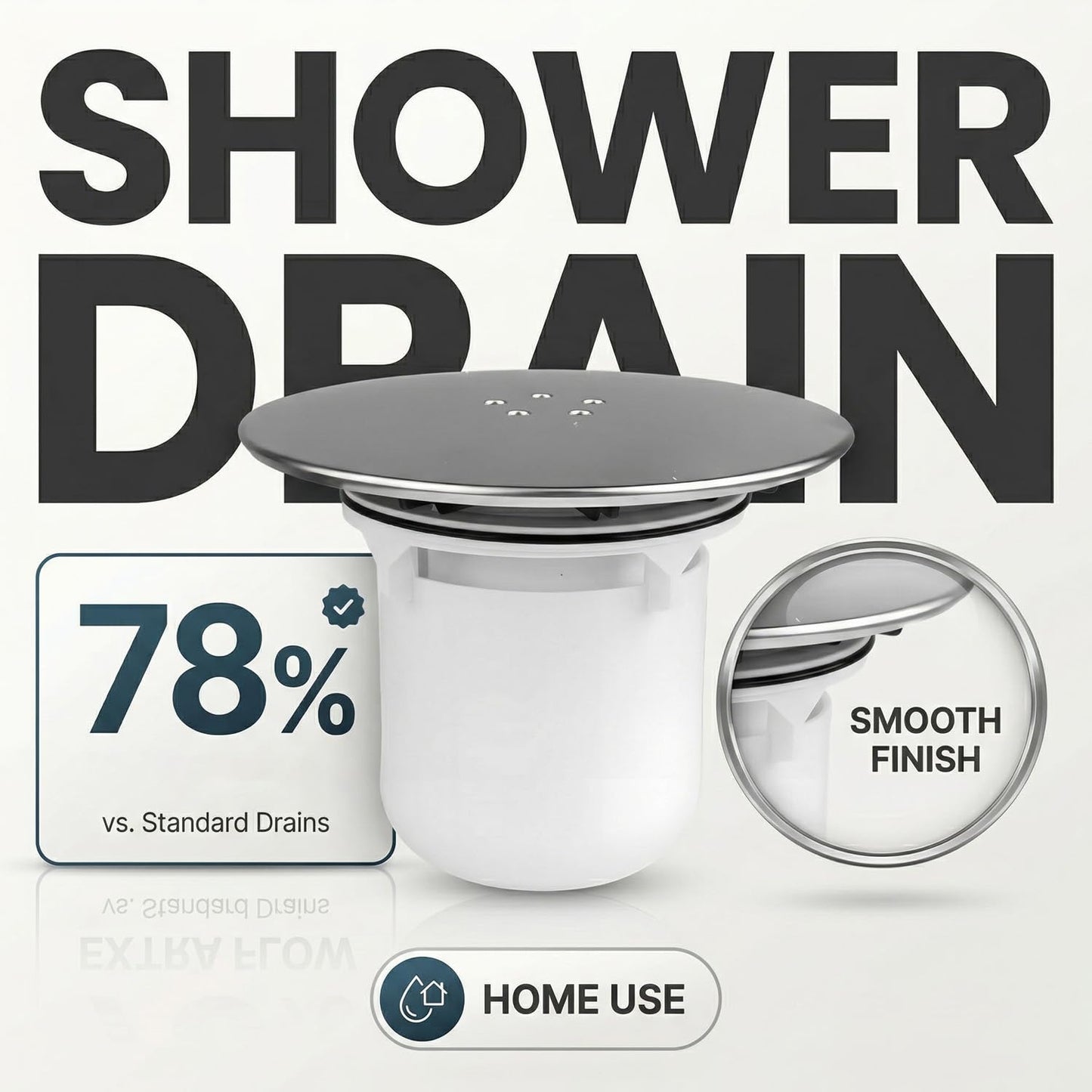 Hopzab Modern Shower Drain Cover, 115mm Round ABS Plastic Replacement Trap Cover with Easy Clean White Cup for 90mm Waste Holes, Bathroom Essential