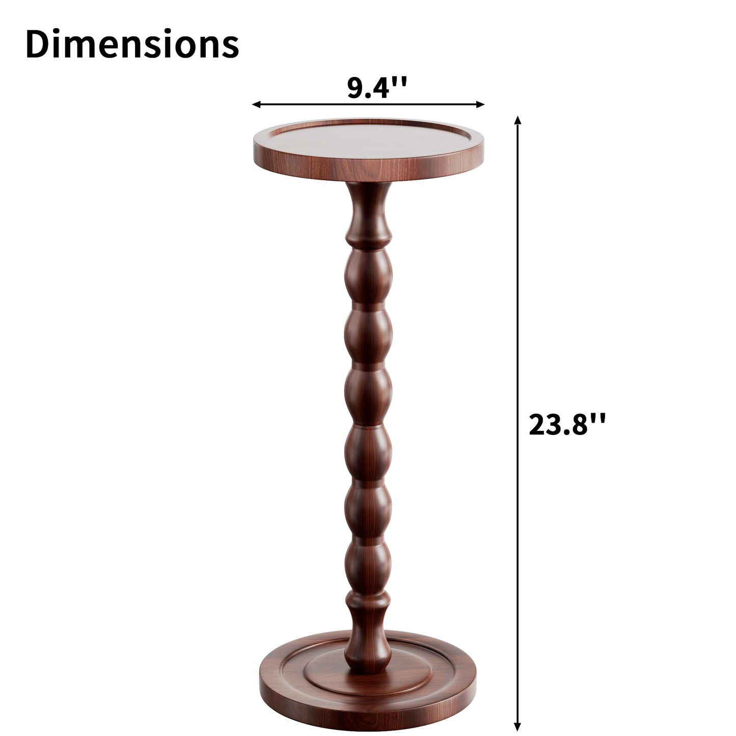 Caossuixin Wooden Round Side Table, Round Bar Table, Small End Table-Walnut