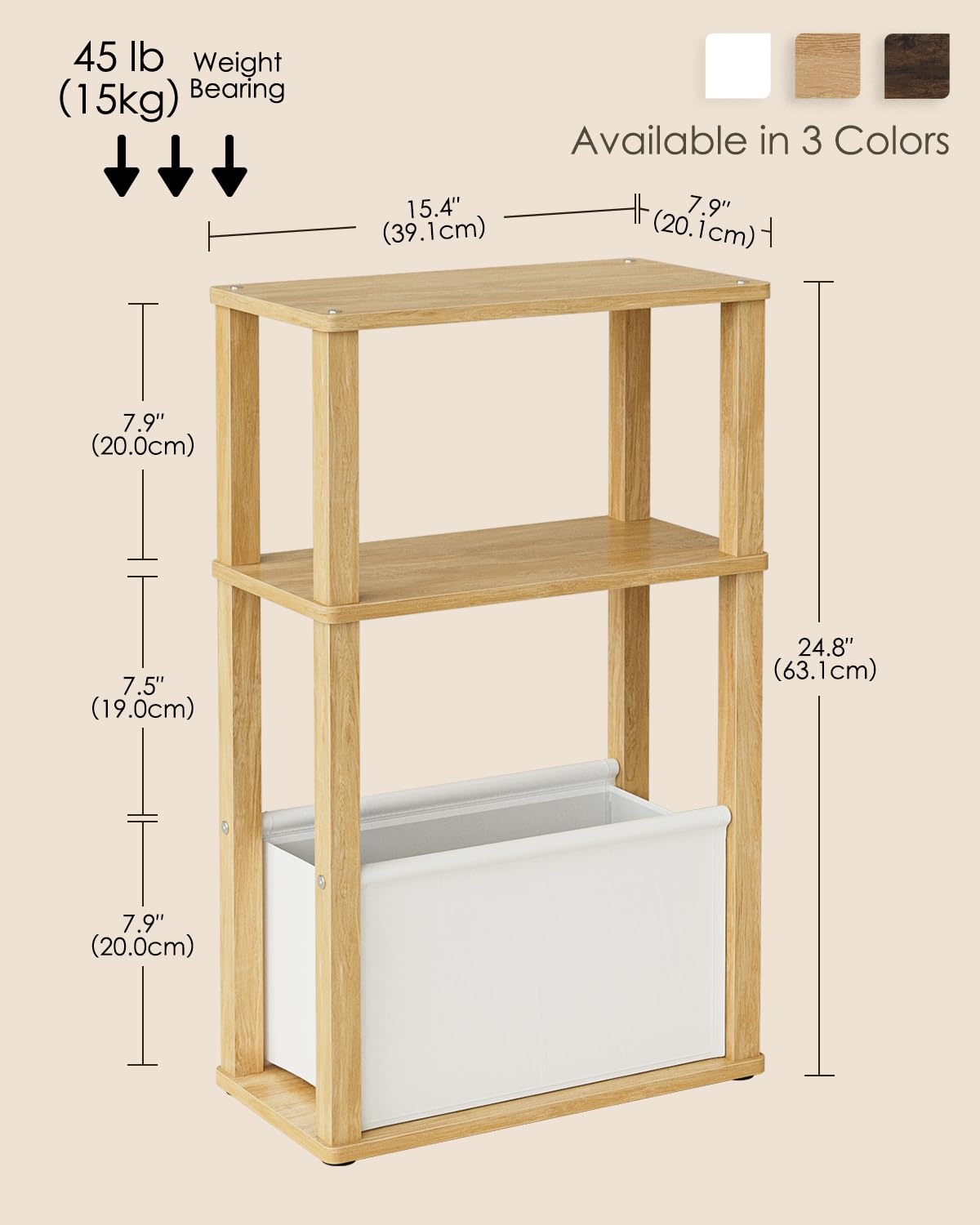 Apetaccat Narrow Side Table for Small Spaces, Slim End Table with Storage Basket, Small Bedside Table for Bedroom