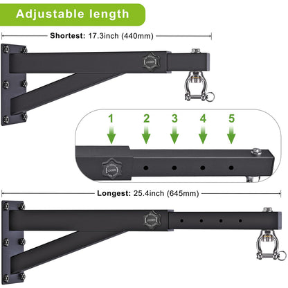 BeneLabel Punch Bag Bracket, Boxing Bag Wall Stand Frame Heavy Duty Speed Bag Hanger Silent Rotation Chain Carabiner with Adjustable 44-64cm Length