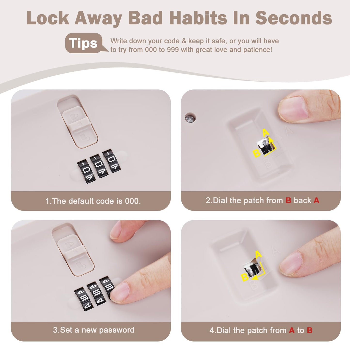 Small Lockable Storage Box with Combination Code - Secure Medicine Safe, Phone Jail, and Snack Box for Home, Fridge, Office, or Travel