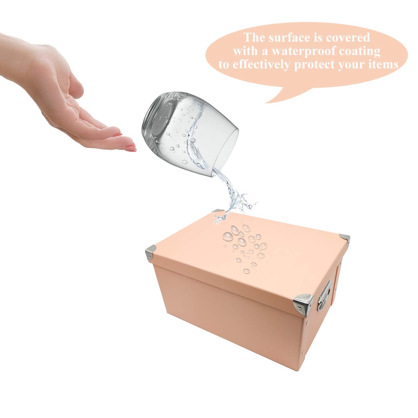 GUOZI Collapsible Storage Box with Lid, Decorative Cardboard File Organizer