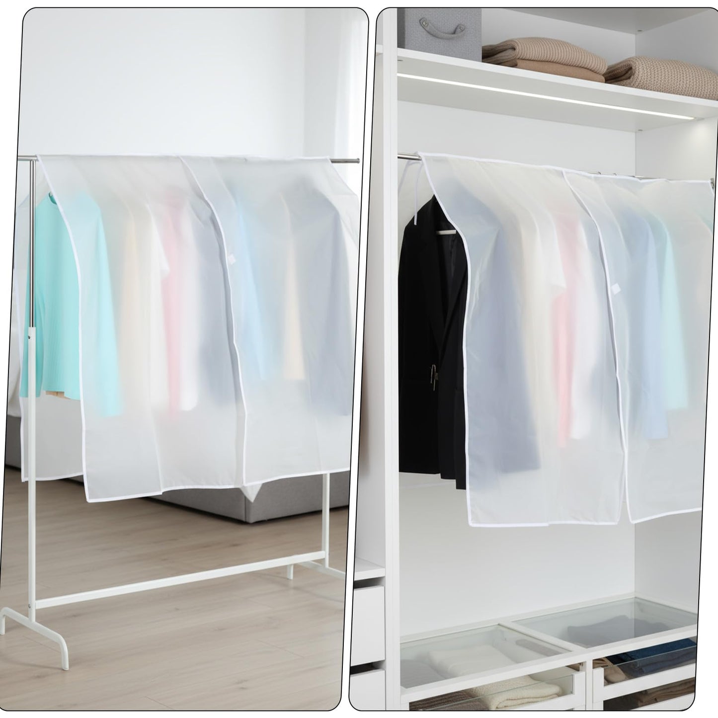 Guduling Clothing Rack Cover,Duty Dust & Moisture Resistant Garment Rack Cover,Clear Covers for Clothes Rackfor Seasonal Clothes