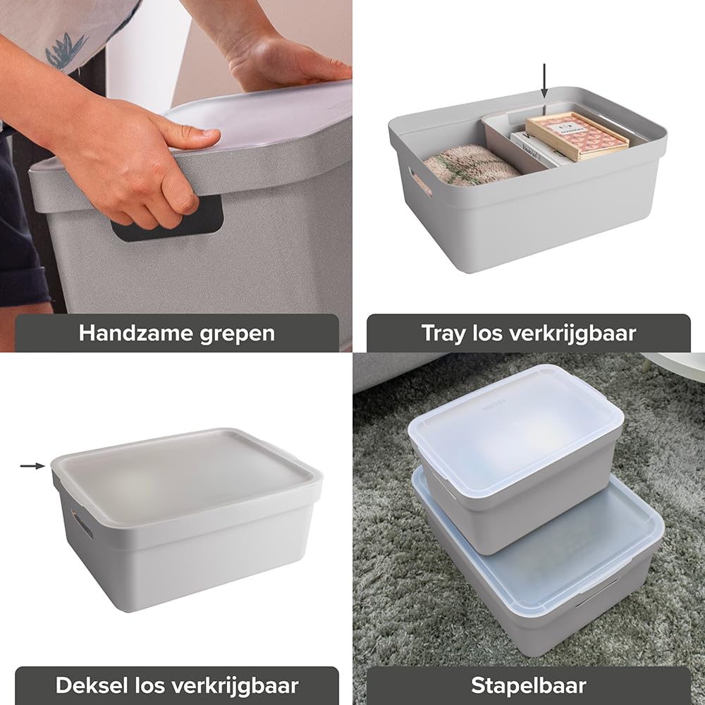 Sunware Sigma Home Storage Box, Light Grey, 24 Litre