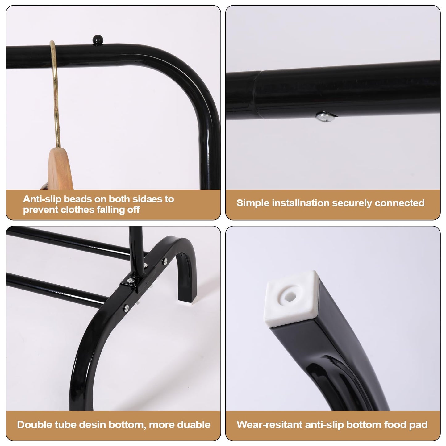 Metal Clothing Rack Garment Rack, Closet Rack Heavy Duty Hanging Racks for Clothes with Top Rod and Storage Bottom Shelf