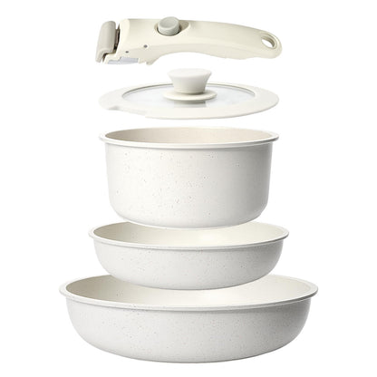GiPP Pots and Pans Set Non Stick,5PCS Cookware Sets Nonstick Detachable Handle,Induction Kitchen Set Removable HandleRV Cookware Set,Oven