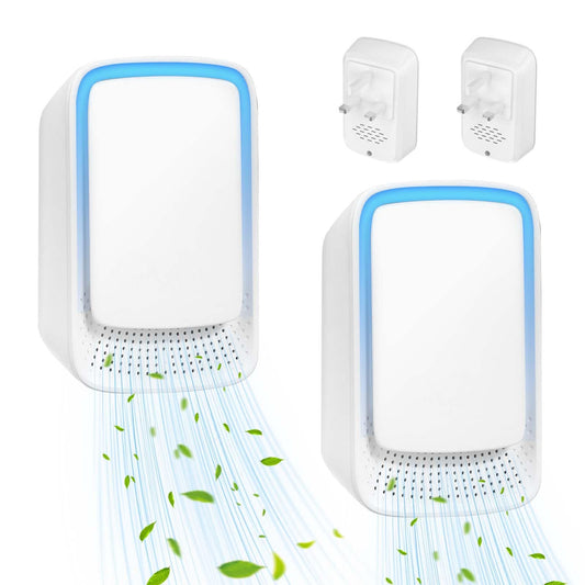 Air Purifier for Bedroom Home, 2 Pack Plug In Negative Ion Air Purifier, Portable Quiet Ioniser for Smokers, Reduces Odours from