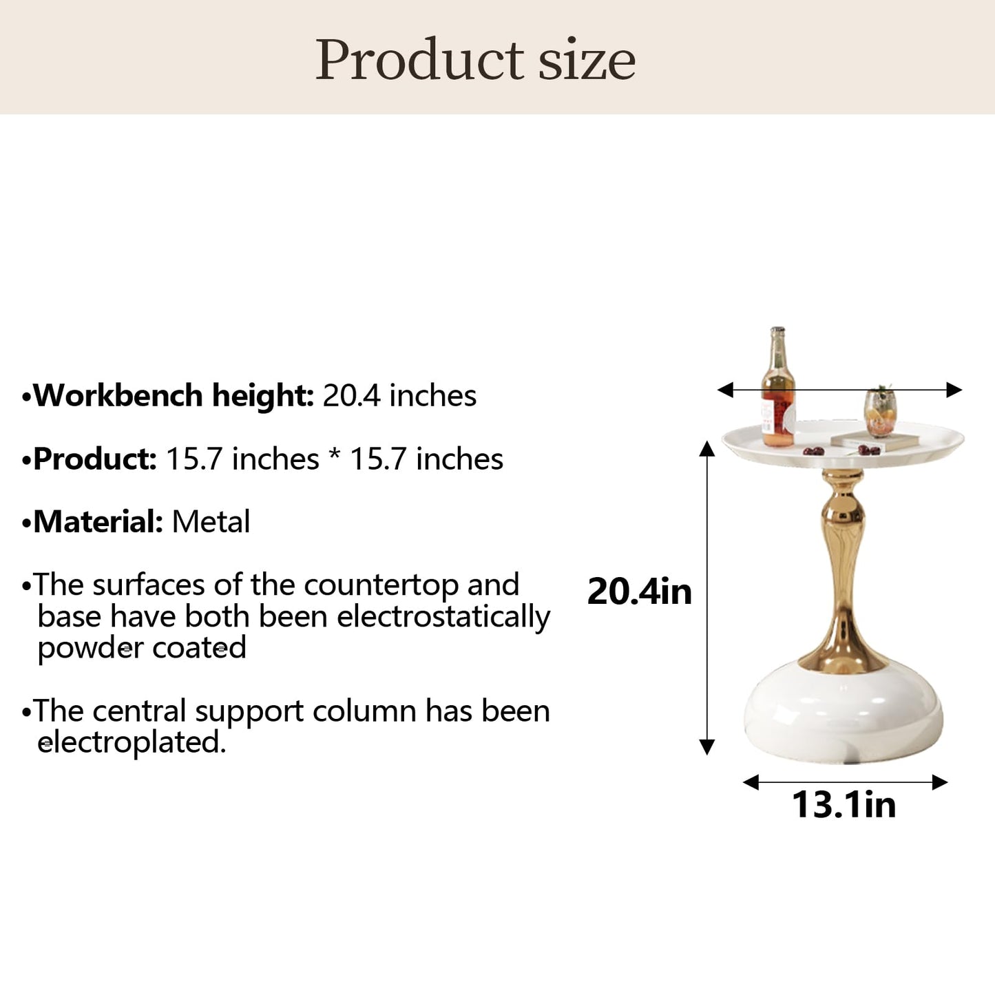quanzhoulong Modern Round Side Table - White Glossy Tabletop & Gold Pedestal Base | Stylish Accent End Table for Living Room Home Decor