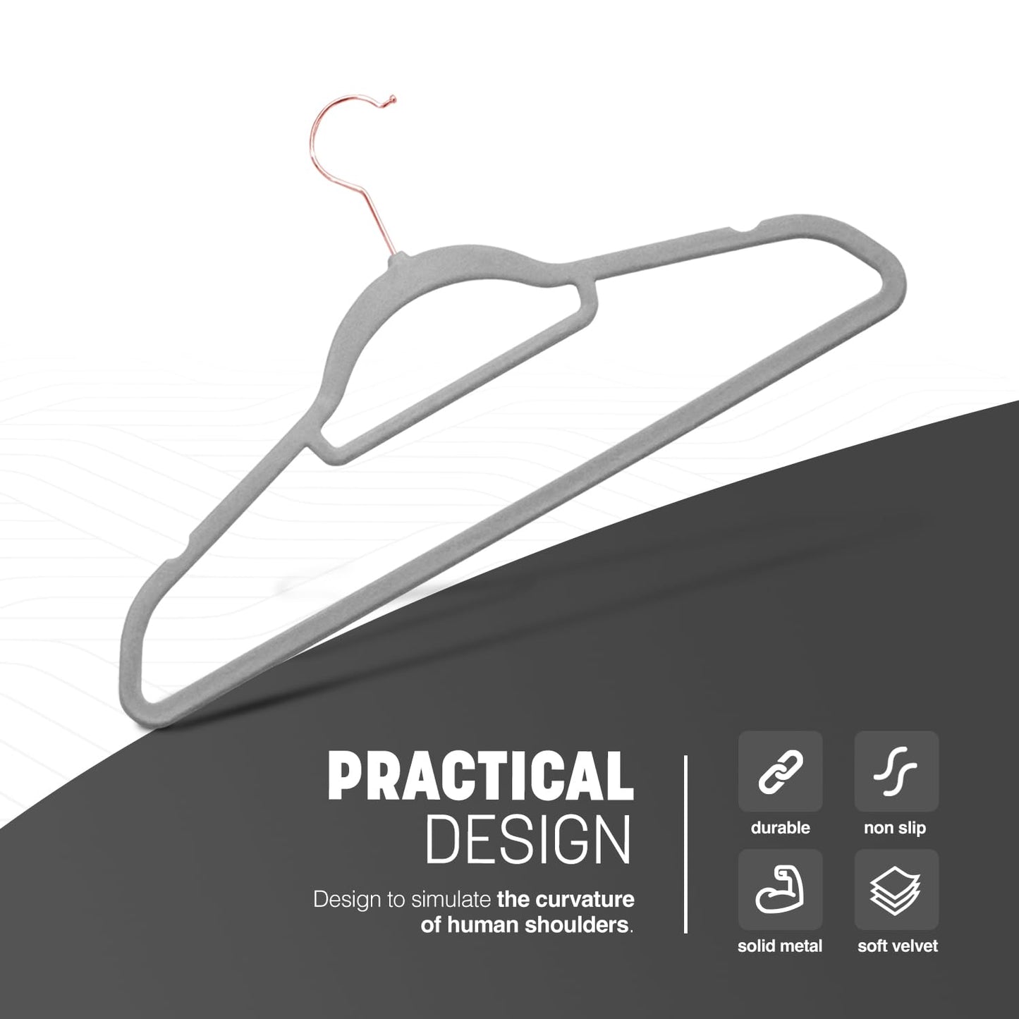 KEPLIN Velvet Hangers 20 Pack - Non-Slip Clothes Hangers with Tie Bar & 360° Hook - Durable & Sturdy, Space-Saving Wardrobe Organisers for Suits