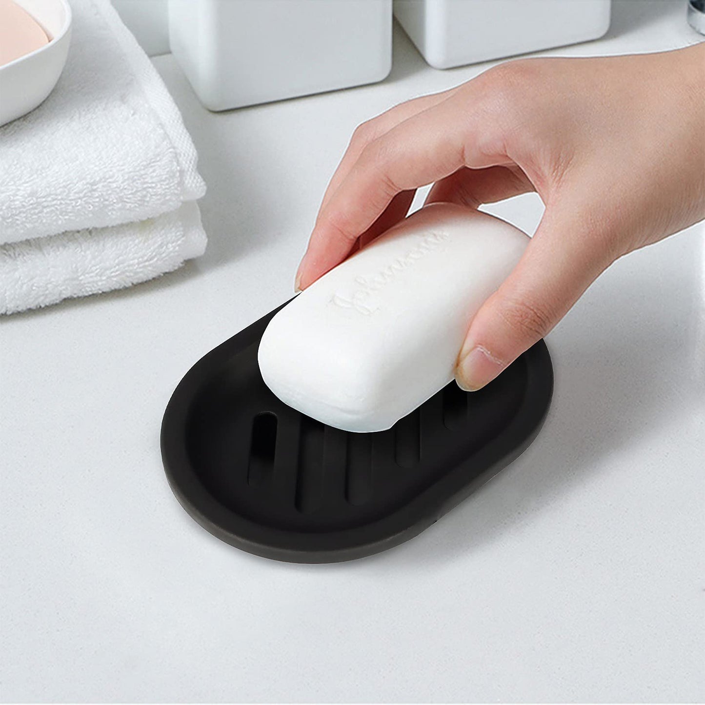 Topsky 2 Pack Plastic Soap Dish, Soap Holder Black