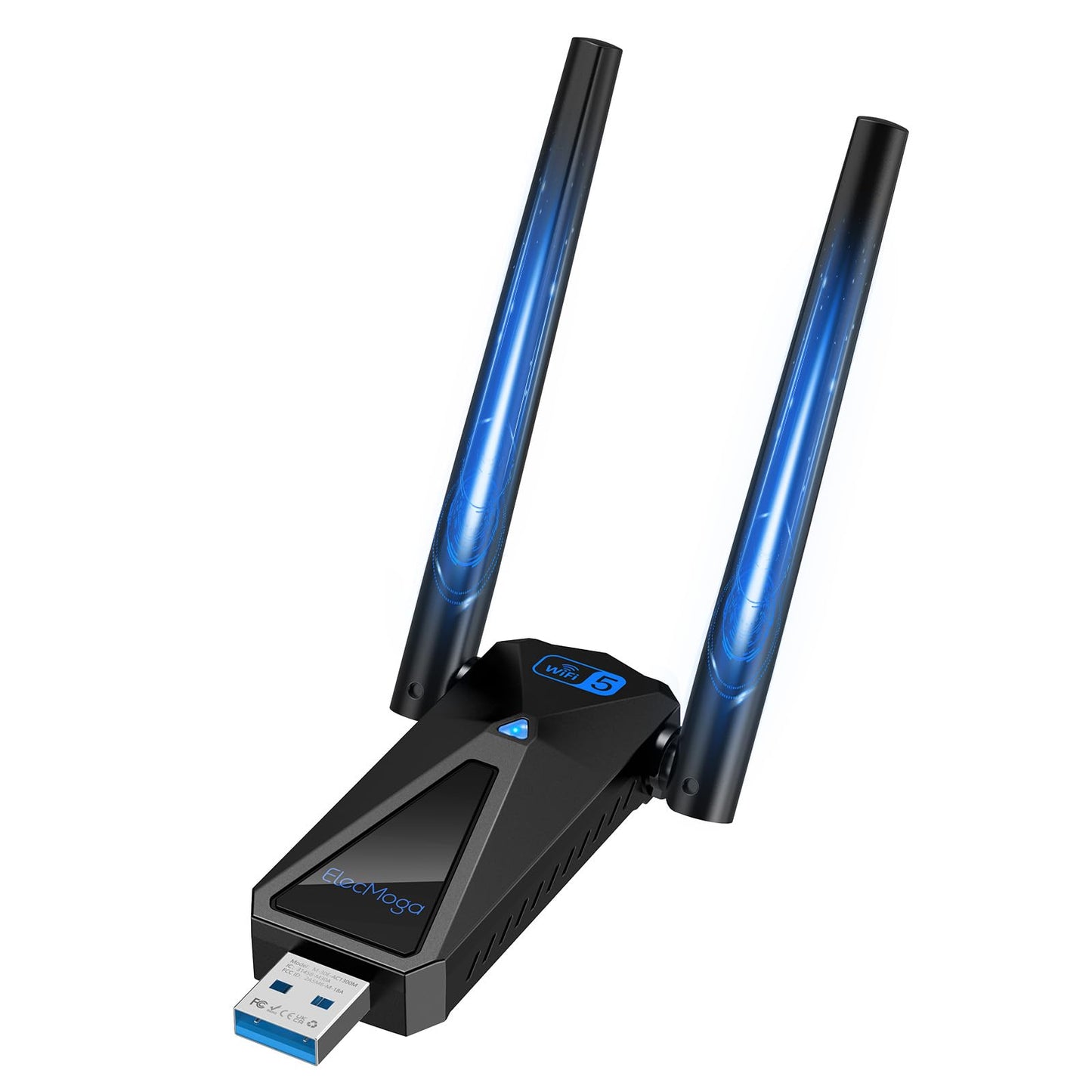 ElecMoga WiFi Stick, 1300Mbps USB Stick WiFi 2.4GHz/5GHz Dual Band Internet, USB 3.0 Cpl WiFi, WiFi Antenna 2 x 5dBi High Gain WiFi Antennas,