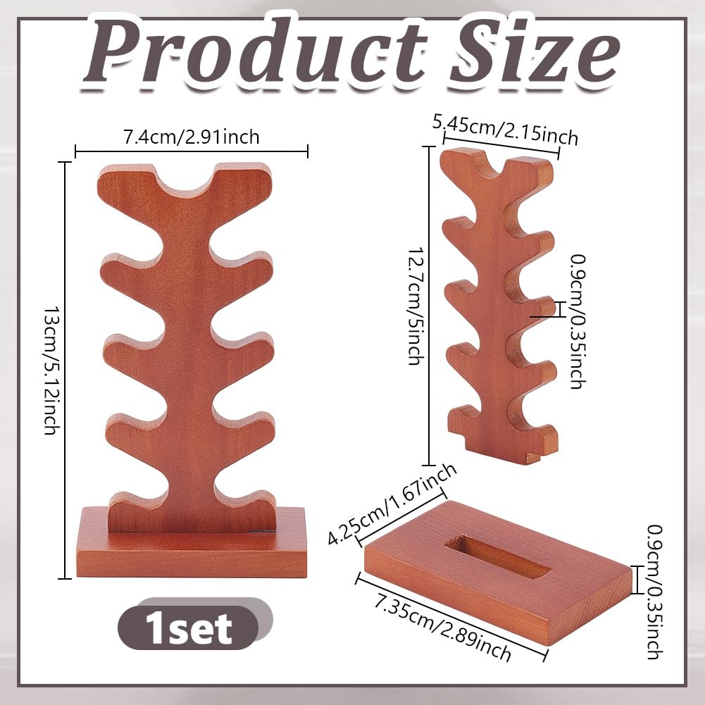 NBEADS 5-Tier Wooden Wand Display Holder, 7.4x4.2x13cm Wizard Wand Stand Magic Wand Display Sword Stand for Desktop Display Decoration Collection