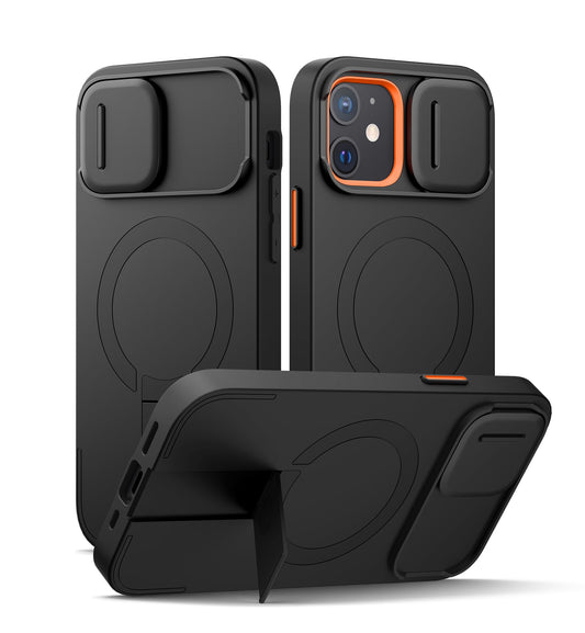 SURITCH Magnetic Case Compatible with iPhone 12/12 Pro, Shockproof Bumper Case Slim Protective Cover with Slide Camera Cover and Adjustable