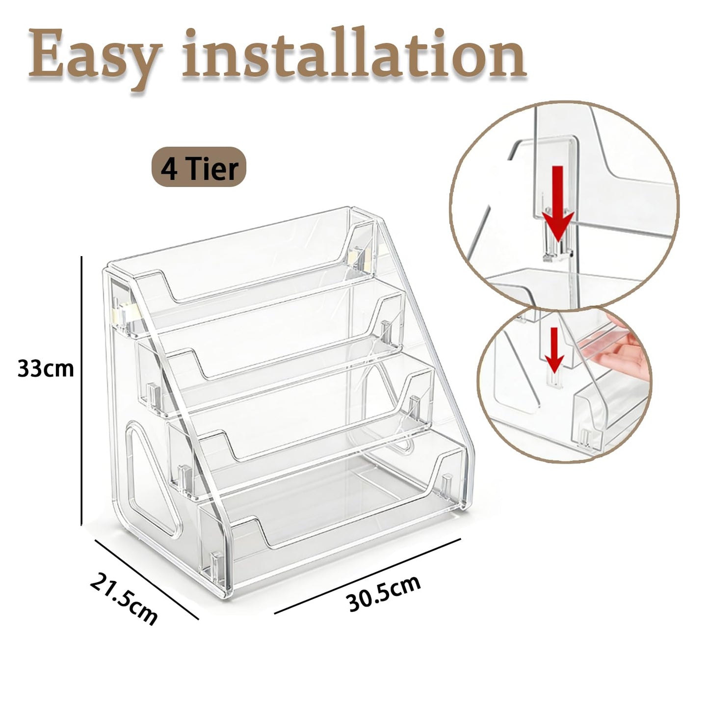 ZYNERY 4-Tier Acrylic Card Display Stand, Clear Card Stands for Display, Versatile Display Shelves For Greeting Card Organiser, Trading Card