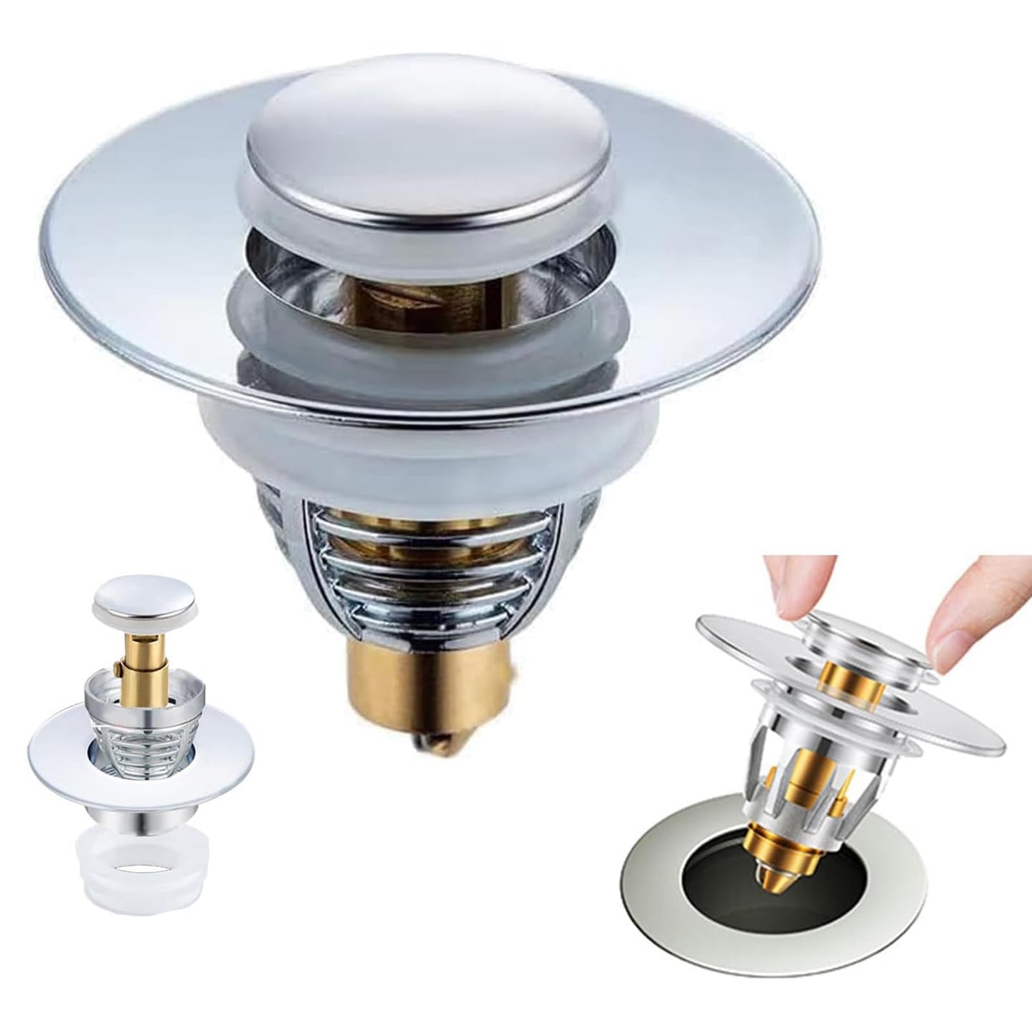 Sink Plug Replacement, Universal Bathroom Sink Plug, for 33-40 MM/28-33 MM, Pop Up Sink Hole Plug Cover with Strainer