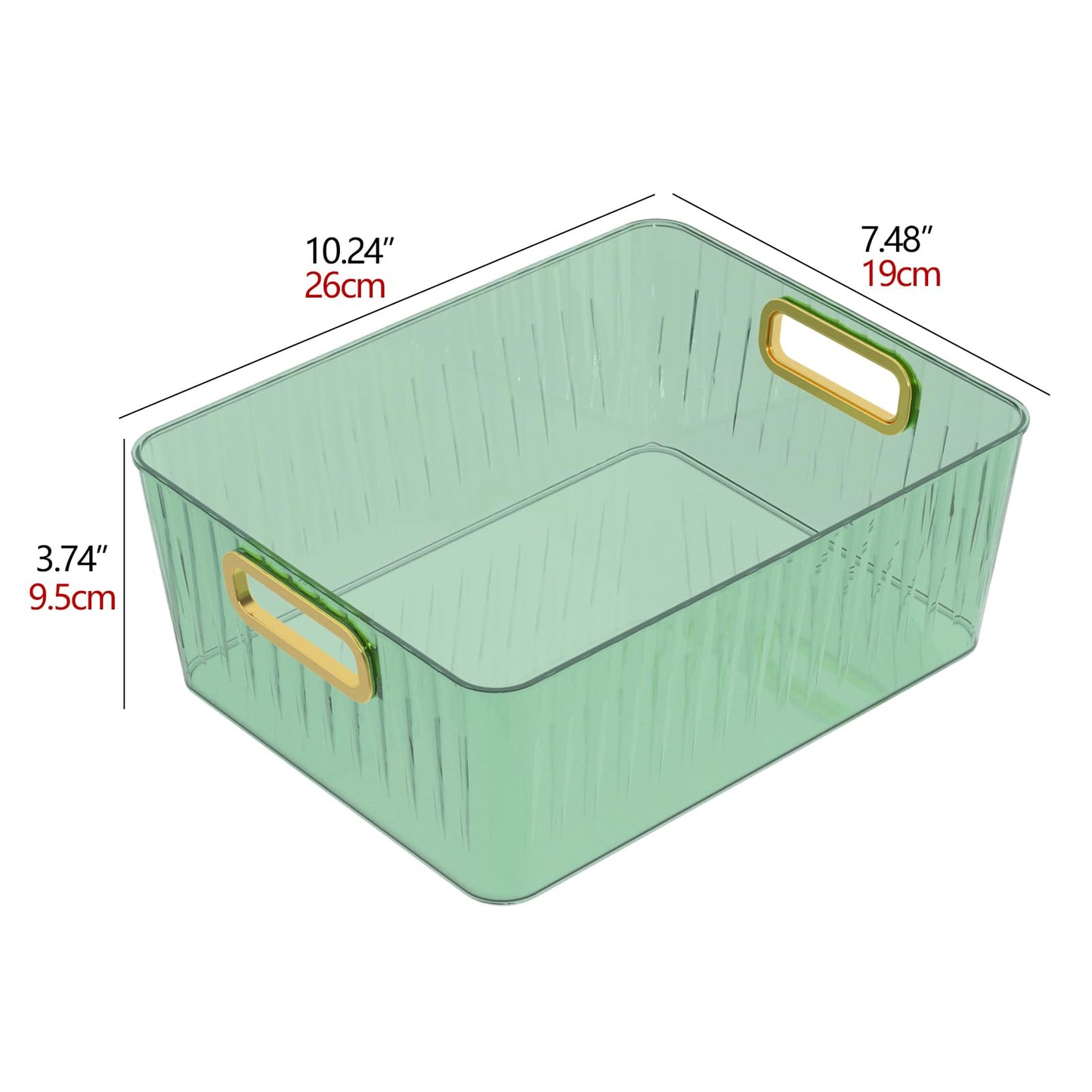 Readsky Green Clear Cosmetic Storage Basket, Plastic Clear Storage Bin, 6 Pack