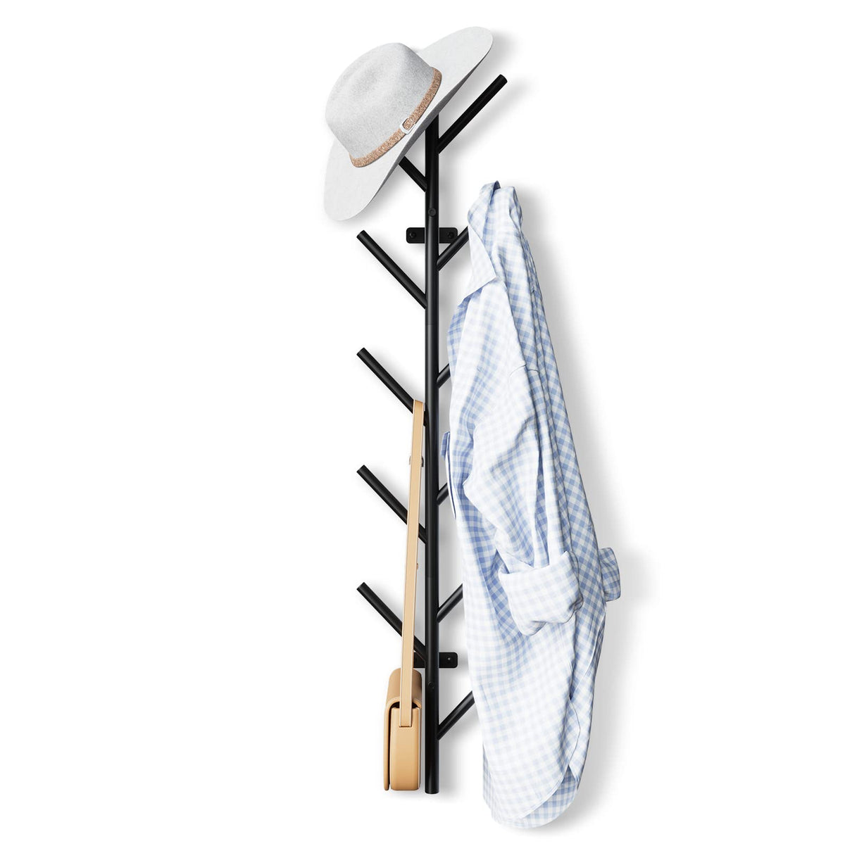 LOFTPLUS Coat Hooks Wall Mounted - 100 cm Metal Coat Rack with 11 Hooks, Wall Coat Hook for Hanging Jackets, Coats, Hats, Scarves and Handbags Black