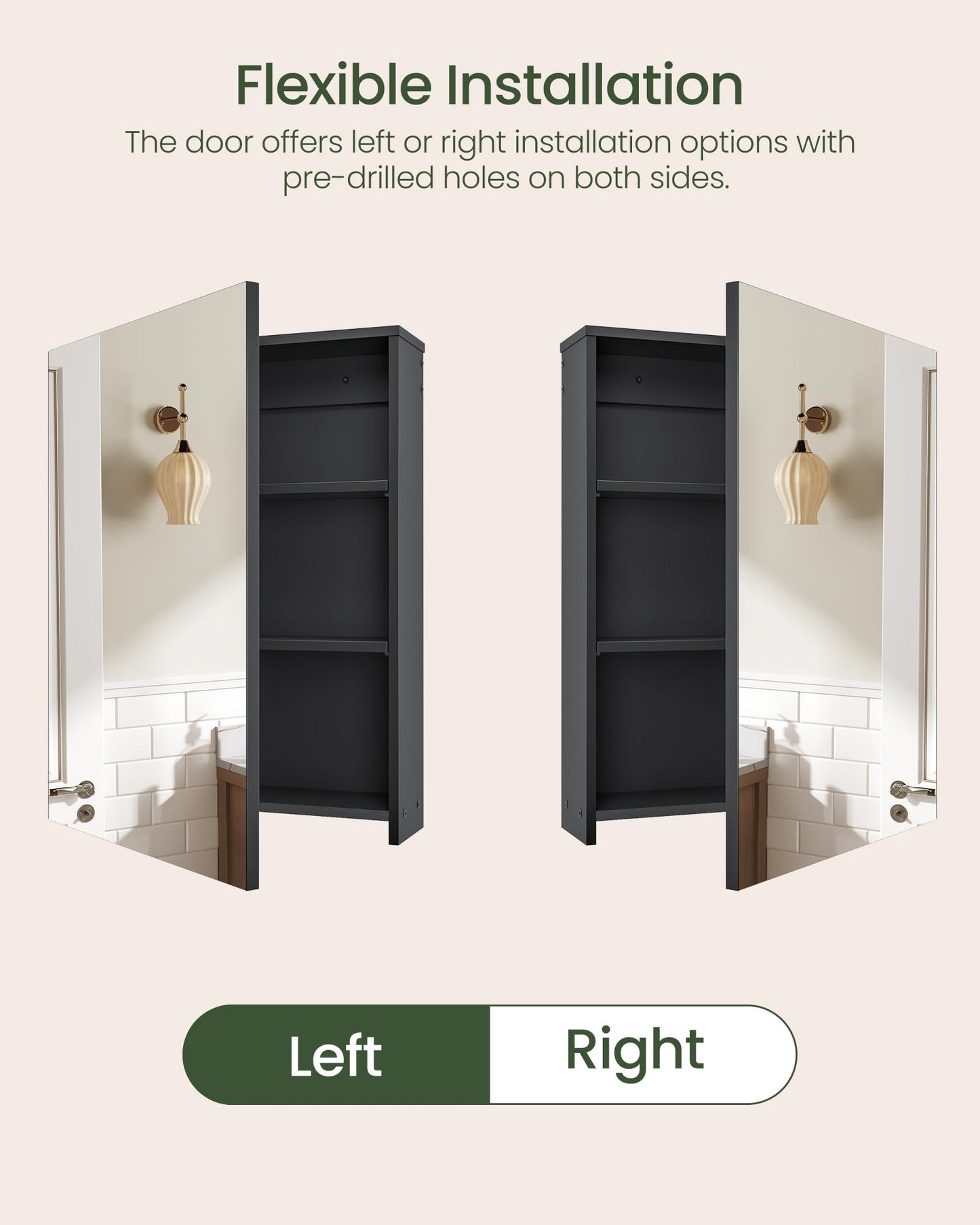 CHOEZON Bathroom Medicine Mirror Cabinet, Wall-Mounted Bathroom Vanity with Mirror, Medicine Cabinet with Storage Function, Hanging Storage Cabinet