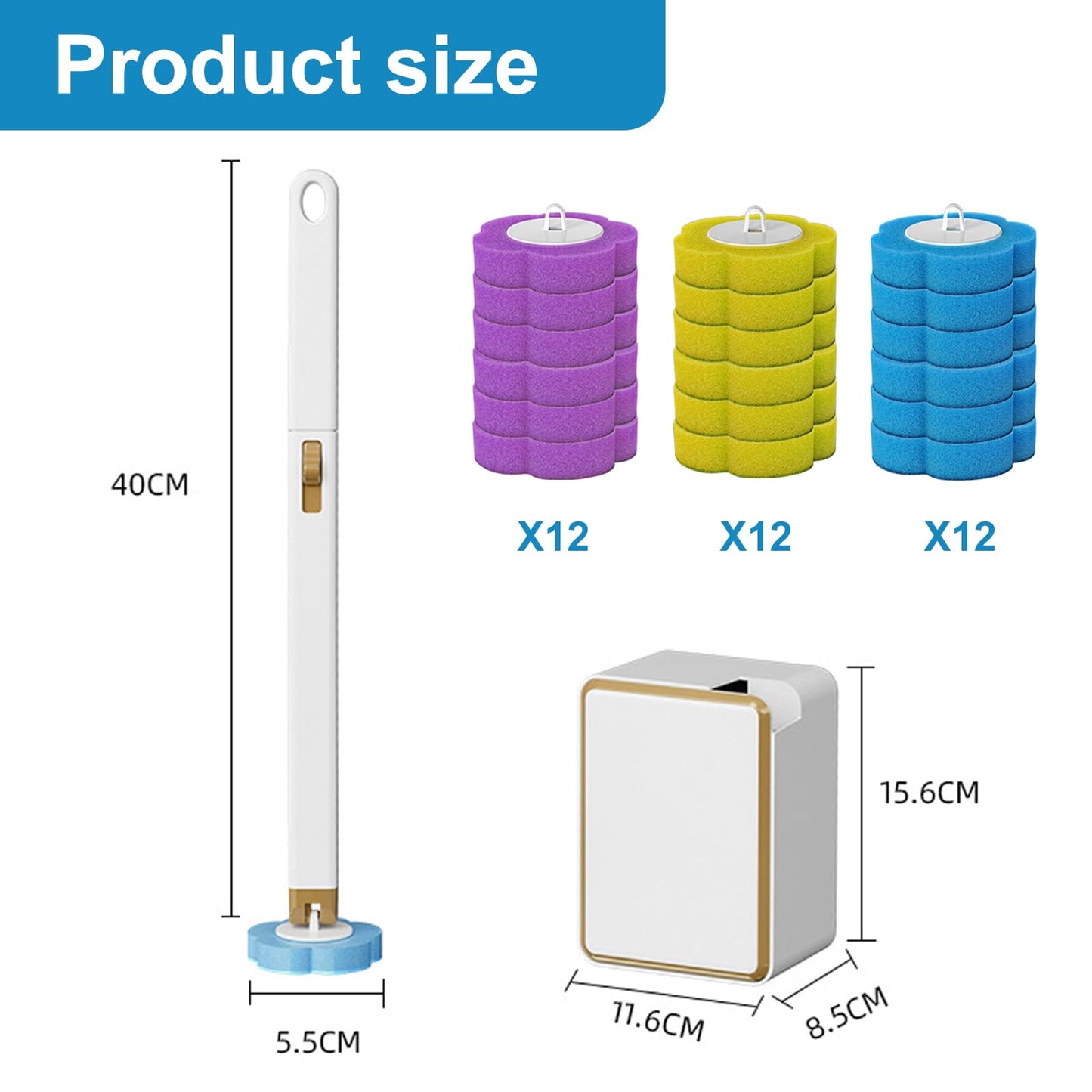 Disposable Toilet Brush with 36 Refills, Ocean/Lavender/Lemon Scent