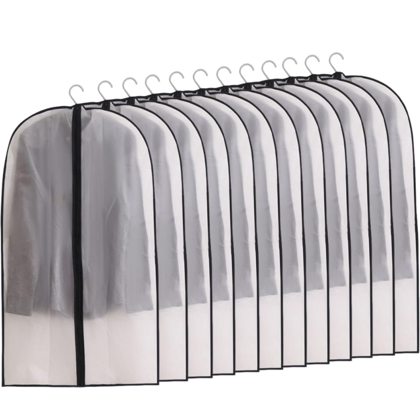 YiZhou 12 Pack Translucent PEVA Garment Bags, 60×100cm Suit Storage Covers