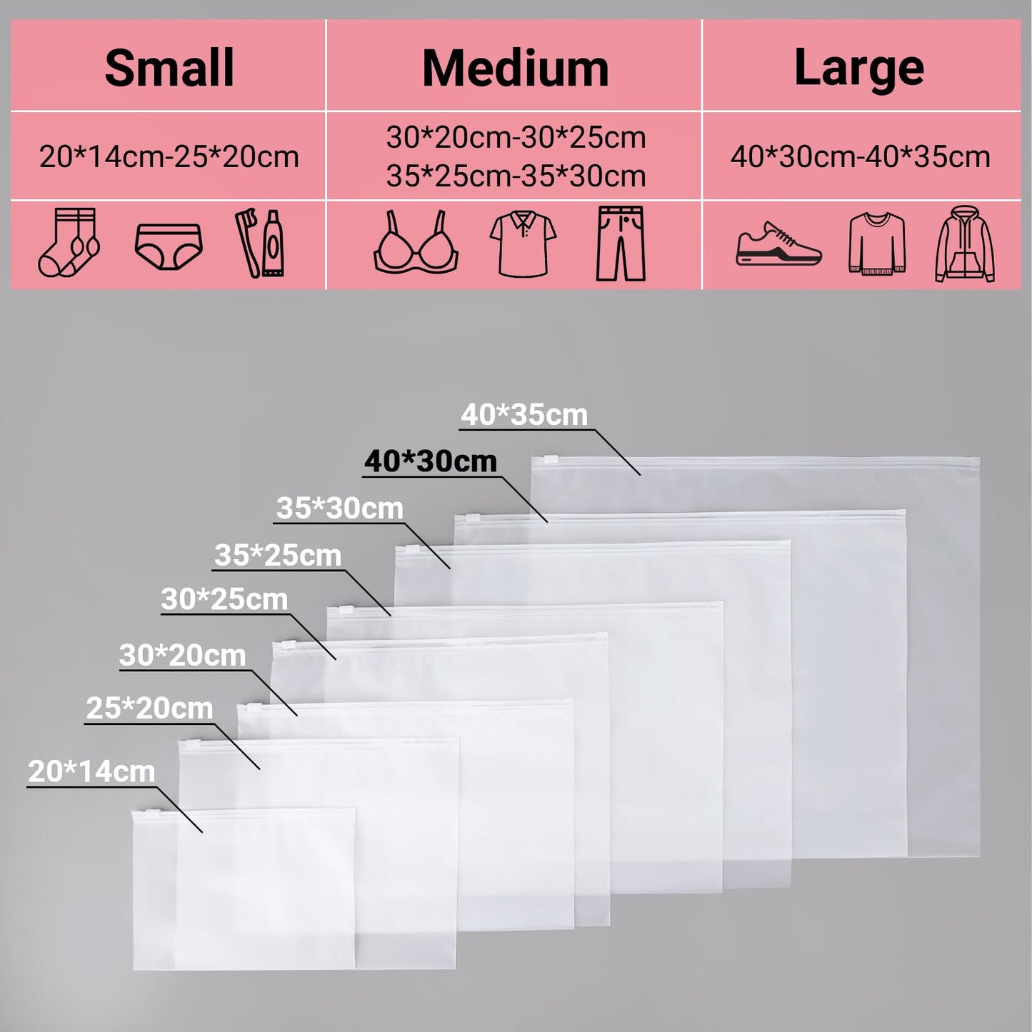 Svaldo Zip Lock Bags Large, 50Pcs 40 * 30cm Frosted Bags for Clothes, Reusable and Moth Proof, Storage Solutions for Books, Documents, Toys