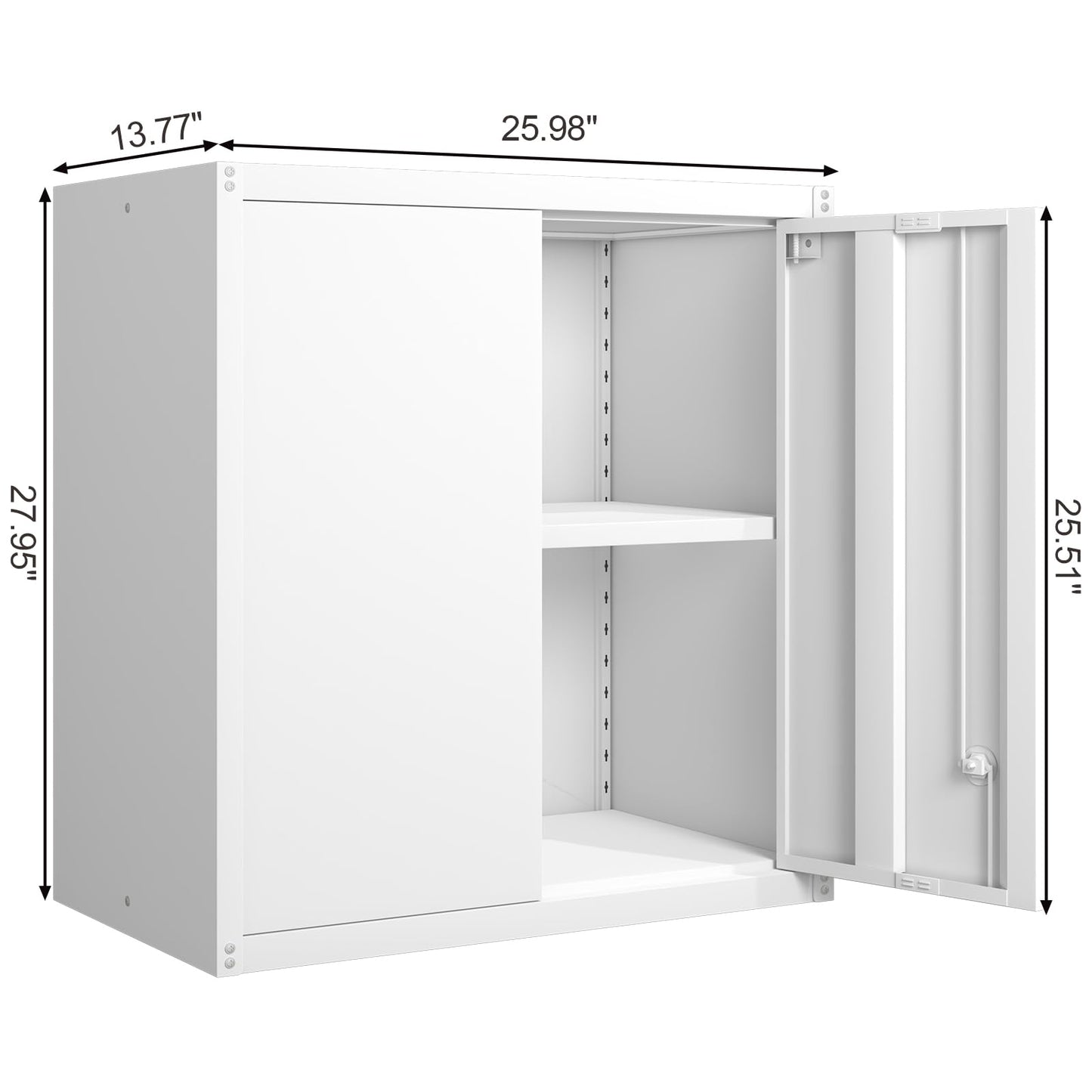 GREATMEET Metal Wall Cabinet, Wall Mounted Storage Cabinet with Lock for Garage Storage