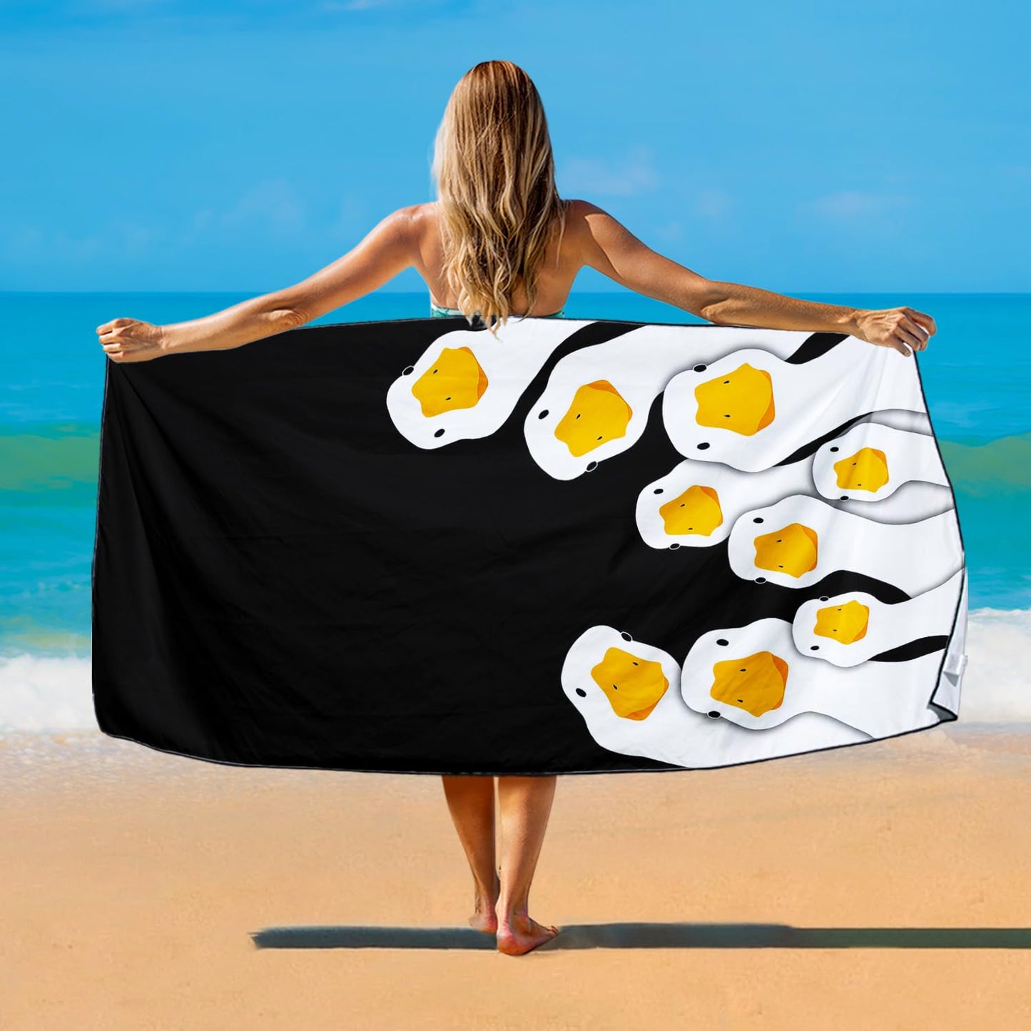 Violetpos Cute Duck Group Beach Towel, Extra Large 180x90 cm 250GSM Microfibre, Sand Free Quick Dry