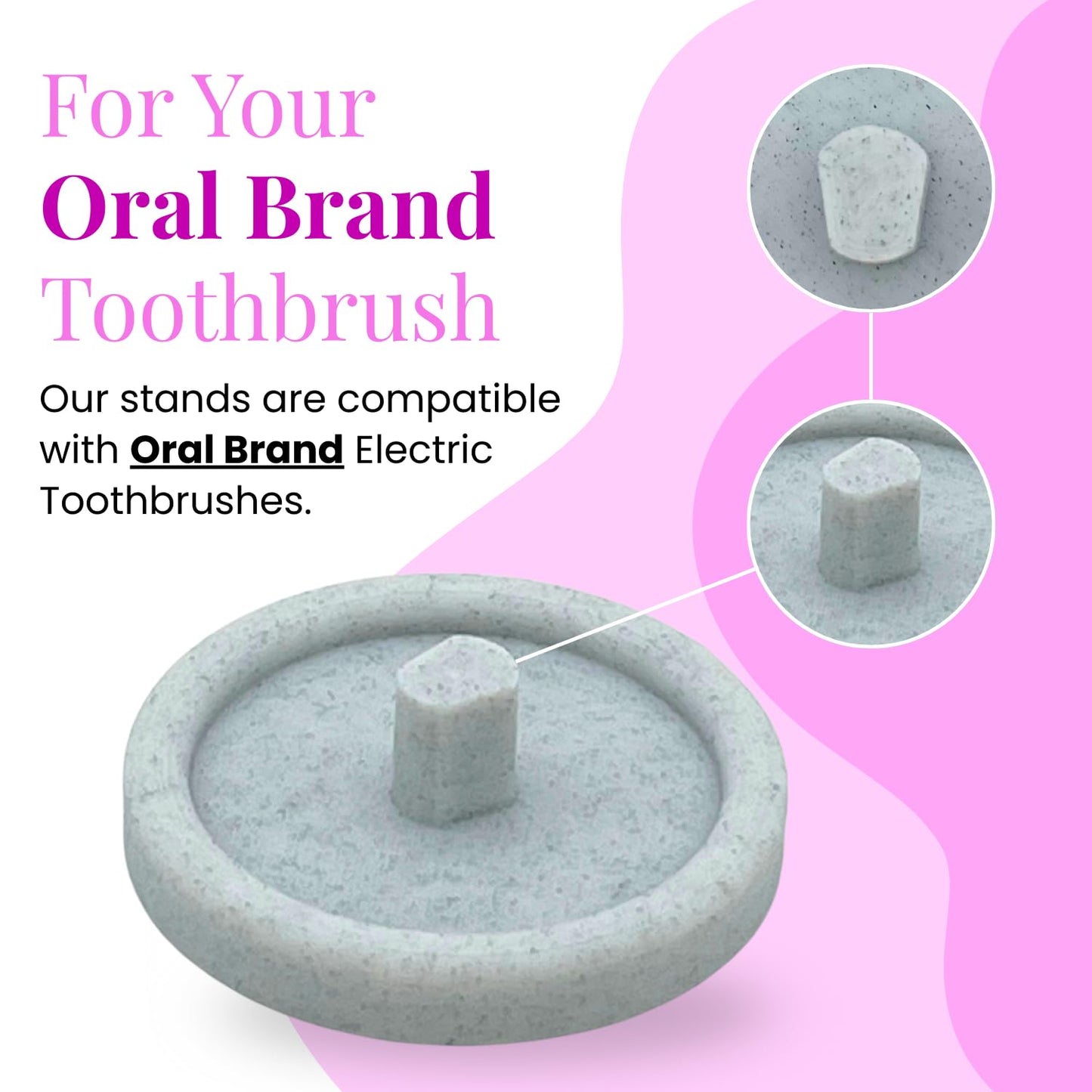 Oral Care Brand Electric Toothbrush Stand & Drip Tray (Marble, Double)