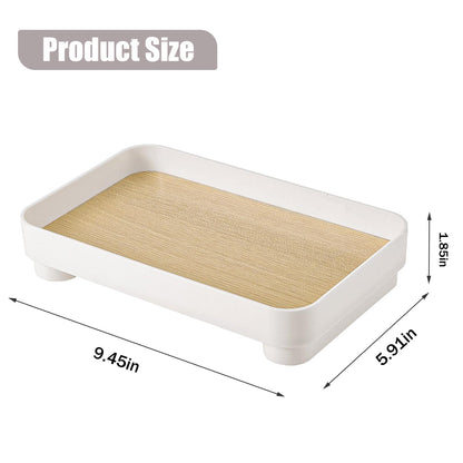 CECOMBINE Vanity Tray, Wooden Bathroom Storage Tray Toilet Tank Holder for Cosmetics Jewellery, Decorative with Base Perfumes, Soaps, Jewelry