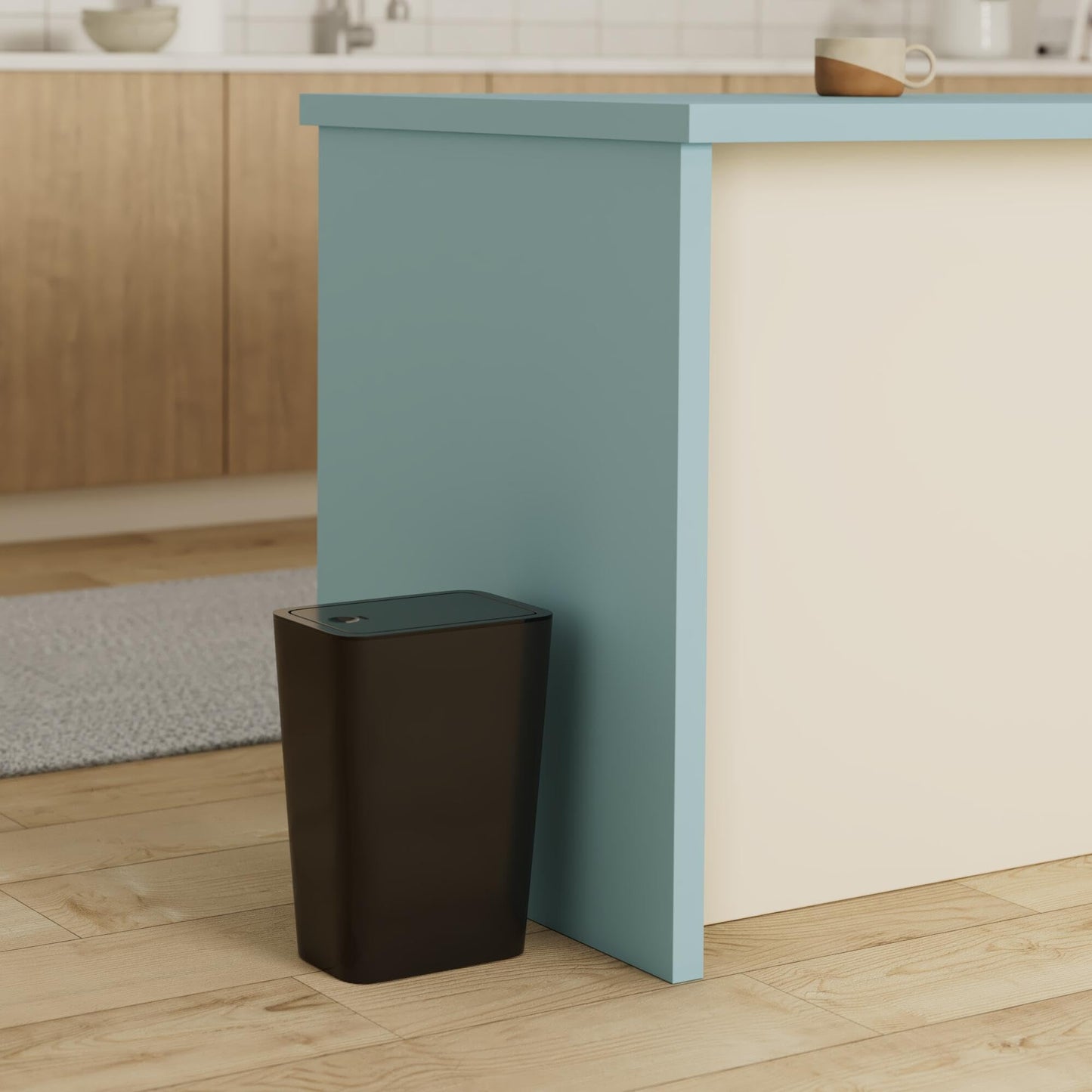 ITCPRL Bathroom Trash Can with Lid, 2 Pack 4 Gallons/15 Litres Garbage Can with Pop-Up Lid, Small Plastic Trash Can