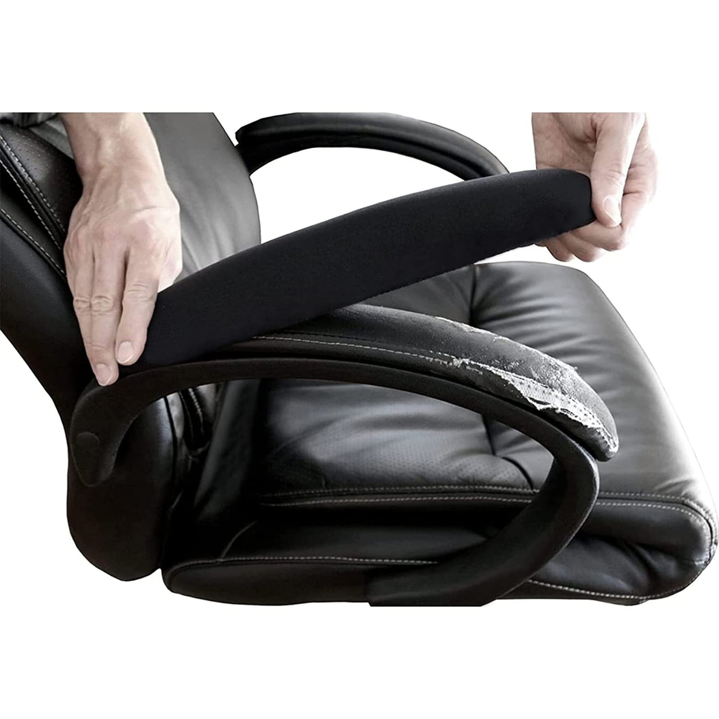 FYTXSZ Office Computer Chair Arm Covers - Stretchy Polyester Arm Cover Protector, Thickened Washable Arm Chair Covers Slipcovers - Black Pack of 2