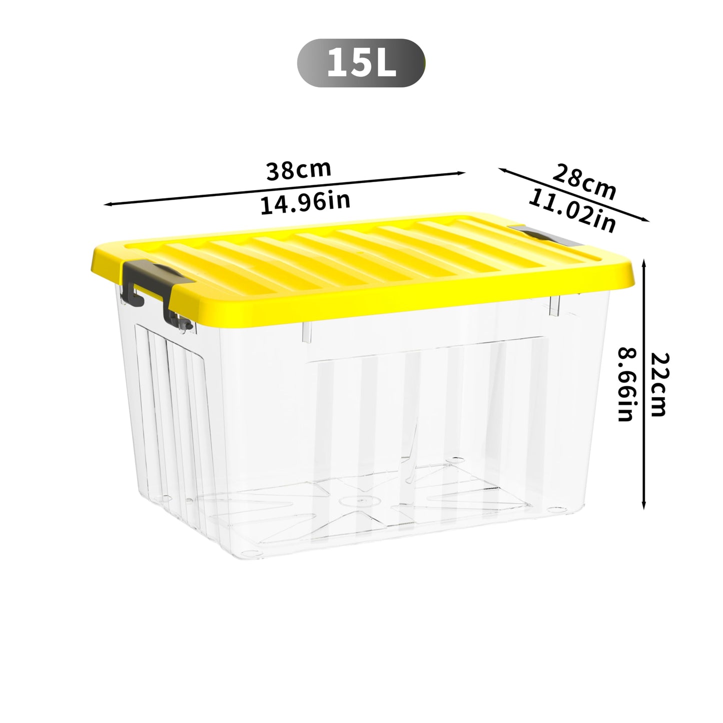 Cetomo 15L*3 Storage Boxes with Lids, Plastic Storage Box with Secure Side Latches, PP Nestable and Stackable Clear Organizer for Home, Office