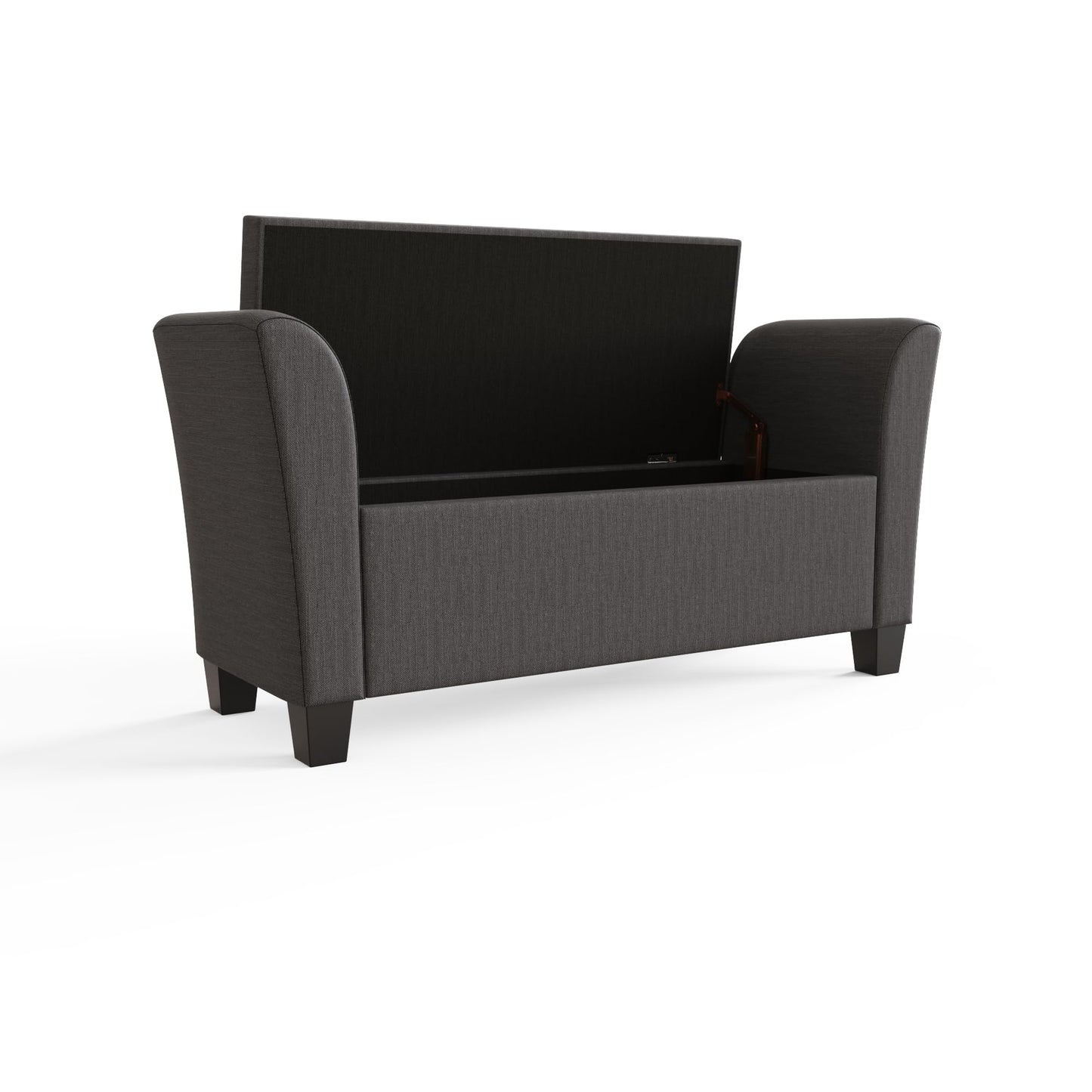 GFW Verona Window Seat Ottoman Storage Bench in Charcoal Grey, Upholstered Buttoned Seat with Hidden Storage & Wooden Feet