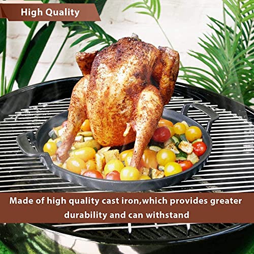 GFTIME 30.9CM Round Griddle for Weber 57CM Charcoal Grills, Weber Gourmet BBQ System, Cast Iron Charcoal Grill Griddle BBQ Replacement Part for Weber