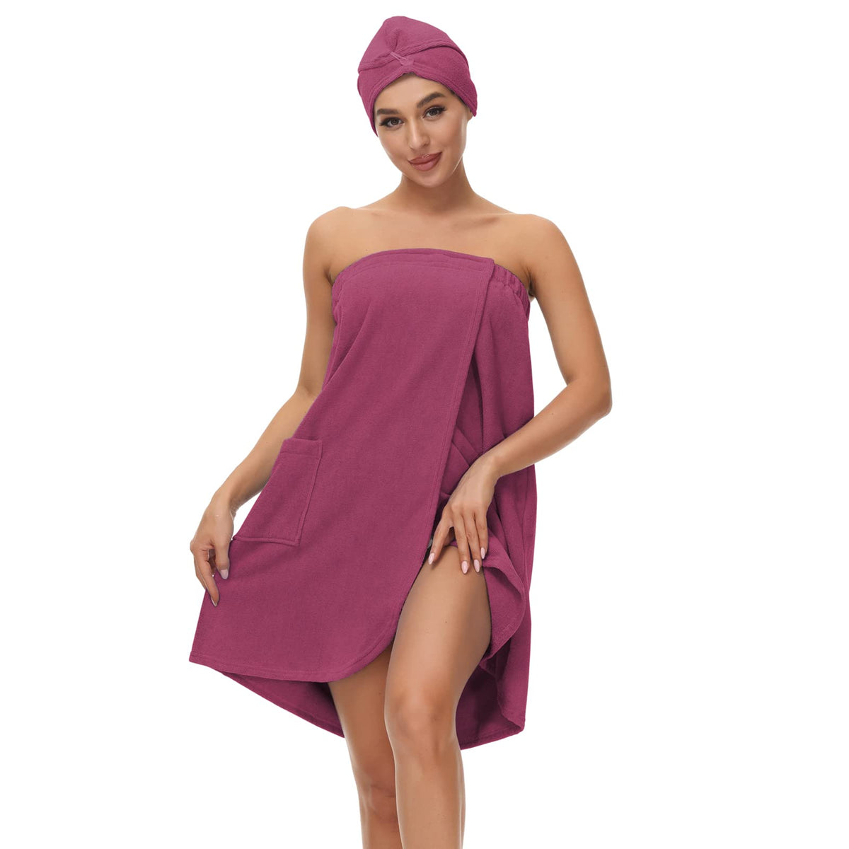 Verve Jelly Bath Wrap Towel Hair Drying Towel Wrap Around Towel for Women Ladies Towelling Bath Robe Cotton Dressing Gown