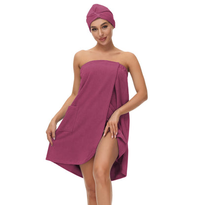 Verve Jelly Bath Wrap Towel Hair Drying Towel Wrap Around Towel for Women Ladies Towelling Bath Robe Cotton Dressing Gown