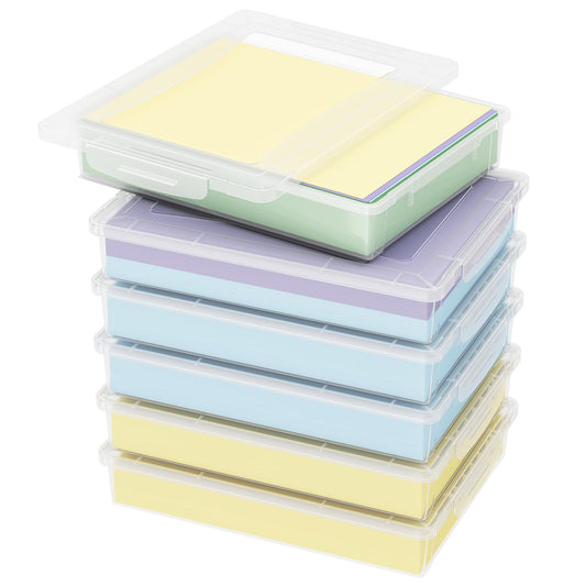 Lifewit 6 Pack Plastic Multi-Purpose Storage Box with Latching Lids, Clear A4 Paper Storage, Classroom Organization, Storage Containers for Board