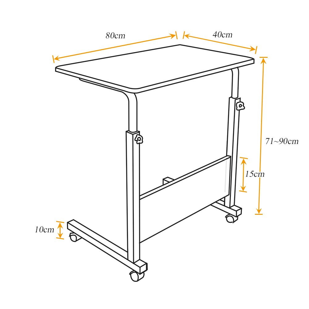sogesfurniture Height-adjustable laptop table, laptop stand, computer desk with wheels, mobile side table, care table for bed and sofa