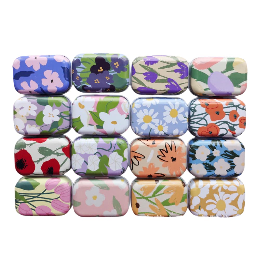 CCUUHJ 8 Pack Tins Container Rectangular Small Tin Box Metal Empty Hinged Tins Empty Tins Basic Necessities Tins for Candies Jewelry,6X4X2.5 CM