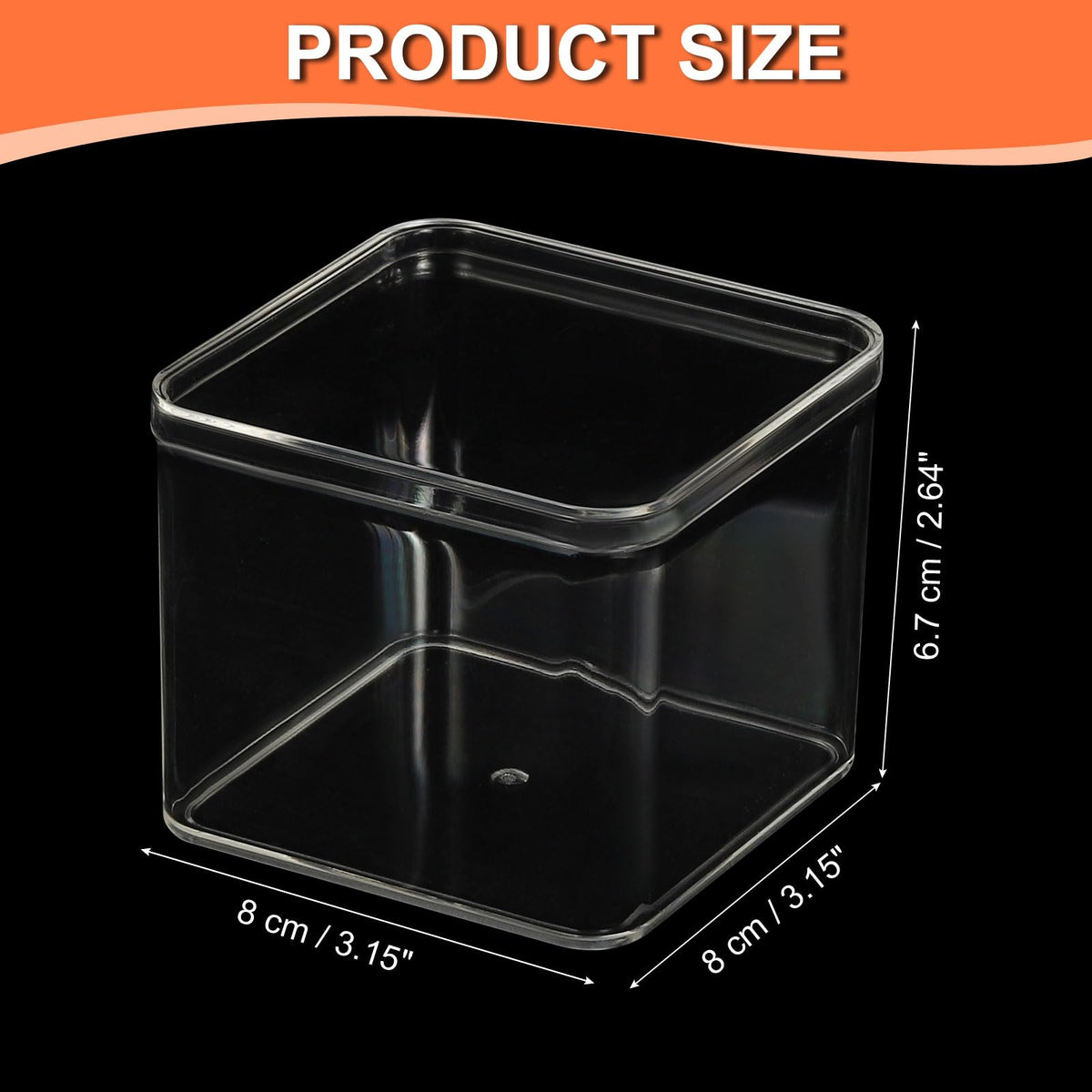 PATIKIL Acrylic Box with Lid 3.15" x 3.15" x 2.64", Clear Acrylic Display Boxes Plastic Square Cube Containers Storage Organizer for Candy Tiny
