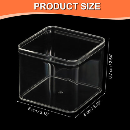 PATIKIL Acrylic Box with Lid 3.15" x 3.15" x 2.64", Clear Acrylic Display Boxes Plastic Square Cube Containers Storage Organizer for Candy Tiny