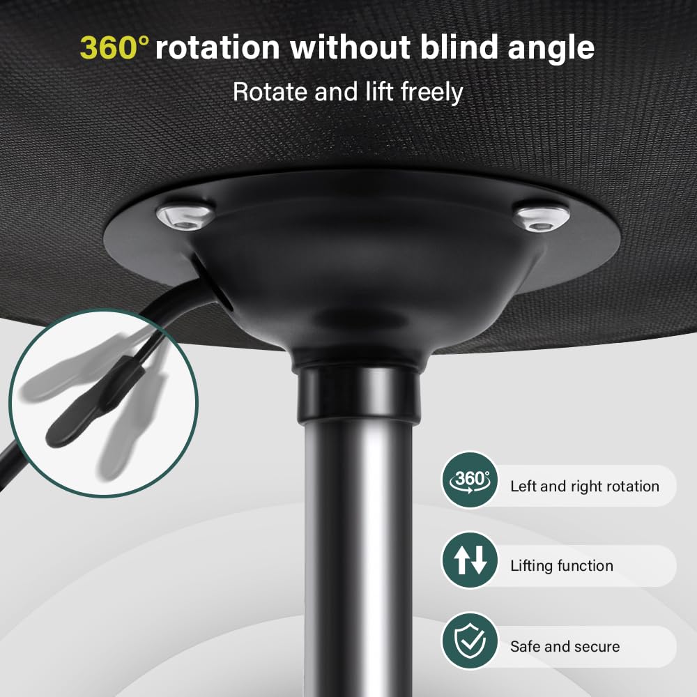 BFTOU Black Minimalist Square Swivel Stool on Wheels Perfect for Work SPA Shop Massage Height-Adjustable and Cost-Effective Rolling Stool Chair White